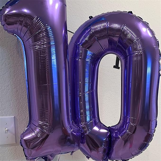 Purple Number Balloons, 40 Inch Foil Large Balloons, Helium Self Inflating - Image 5