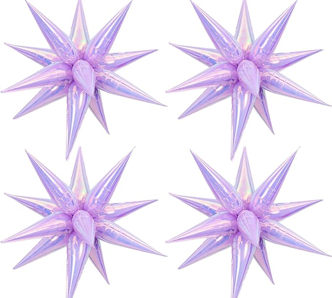 50pcs Iridescent Lilac 26' Water Drop Foil Cone Mylar Balloons Holographic by Enimapod
