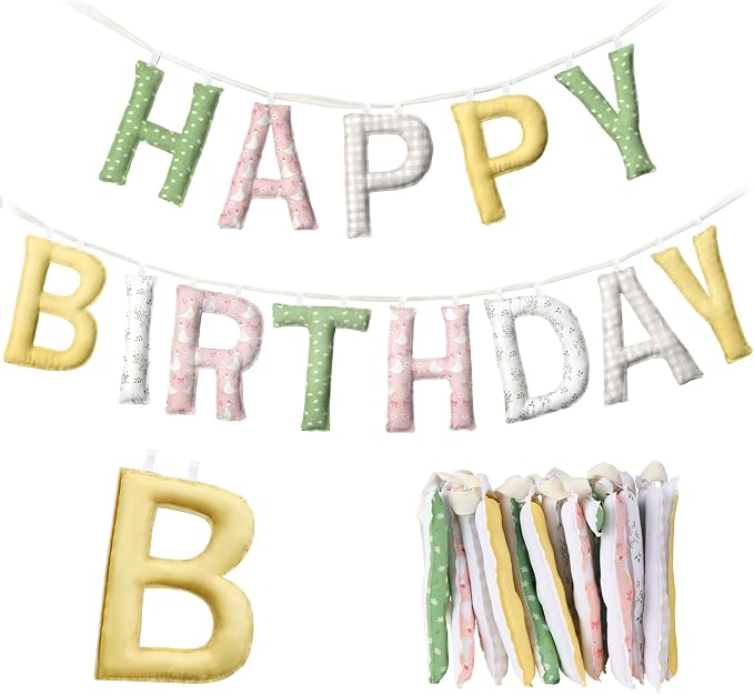 Pre-strung Happy Birthday Banner Sign Reusable Felt Happy Birthday Garland by Unknown