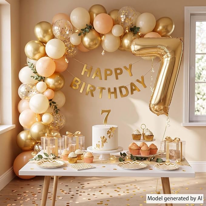 White Gold Number 7 Balloon 40 Inch, Foil Numeral - Image 3
