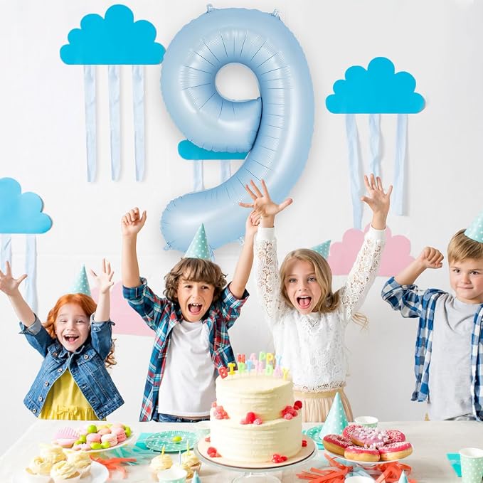 Light Blue Number 9 Balloon, 40 Inch Big Large Foil Number Balloons, Giant - Image 4