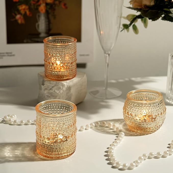 36ps Votive Candle Holders, 2x2.5inchs Gold Tea Light Candle Holders Glass for Table Centerpiece, Votives Candle Holders for Wedding, Bridal Shower and Tea Party Decorations (Gold)