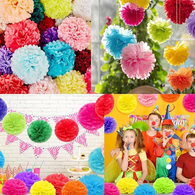 12pcs 10in 12in Green Paper Pom Poms Tissue Paper Flower Hanging FlowerBall | - Image 5