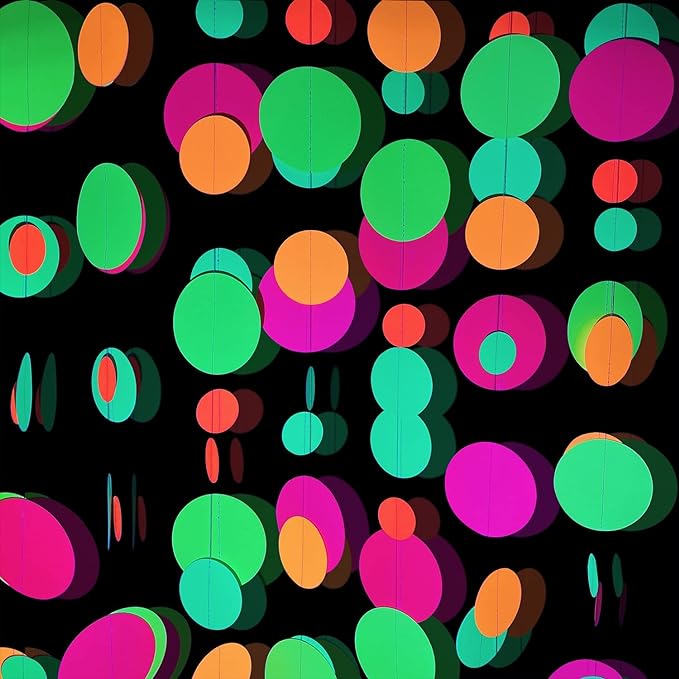 110feet UV Round Dot Paper Neon Garland Streamers Black Light Neon Decorations - Image 5