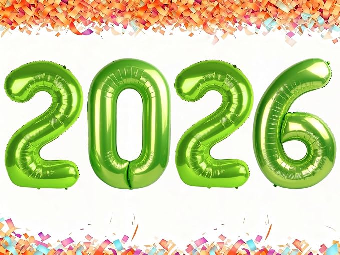 40 Inch Light Green Balloons 2026, New Years Eve Decorations Foil Balloons 2026 by Upgesy