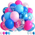 Pink and Blue Summer Balloons, 12 Inch Hot Light Pink Metallic Dark Blue Latex by Paeyeq