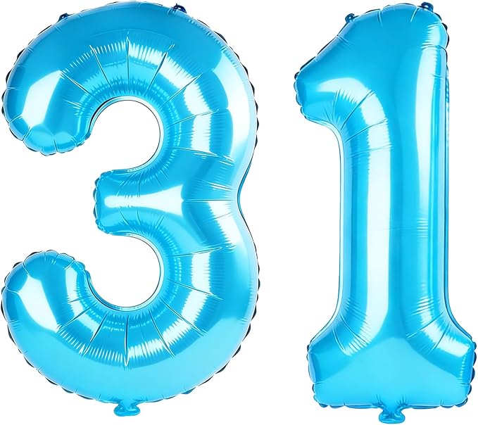 40 Inch Number 31 Balloons for 31st Birthday Party Decorations, 0-100 Jewelry by FOBELEC
