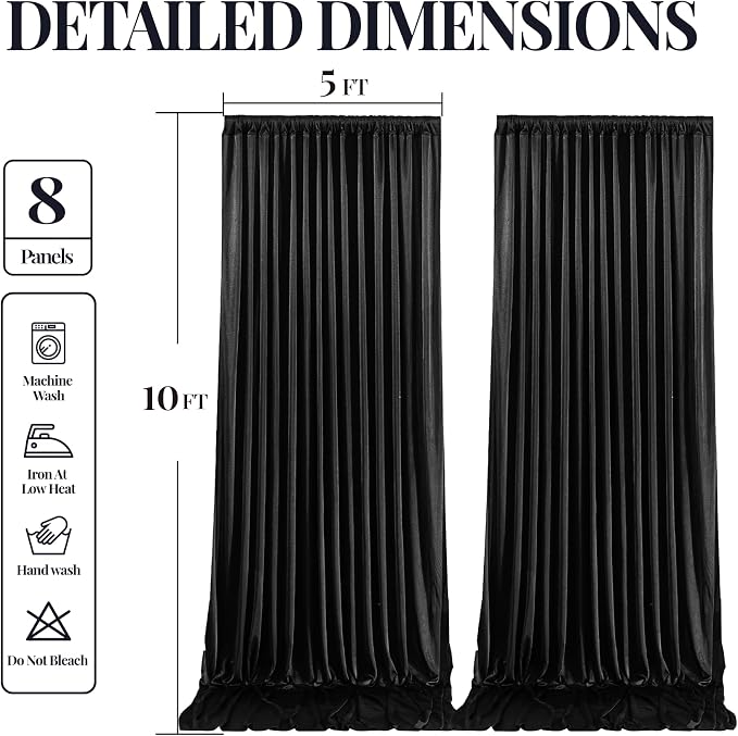 40x10ft Black Glitter Backdrop Curtain - Image 9