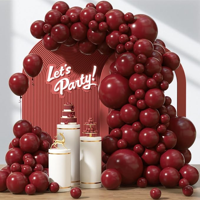Awenztech 122pcs Burgundy Balloons, 18 12 10 5 inch Maroon Balloons Different by Awenztech