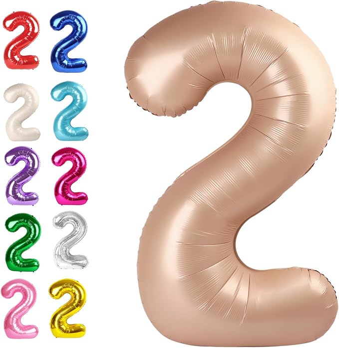 Big 40 Inch Light Brown 2 Number Balloon Birthday Decoration, 2026 Light Brown by Upgesy