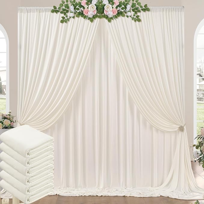 30ft x 10ft Wrinkle Free Ivory Backdrop Curtains by ENJOYYOURPARTY