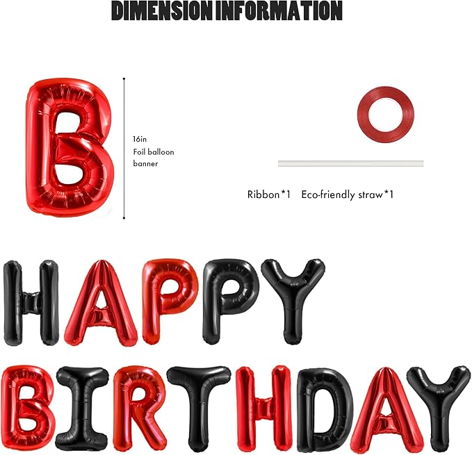 CANREVEL Happy Birthday Banner Decorations + Sign Balloons, - Image 2