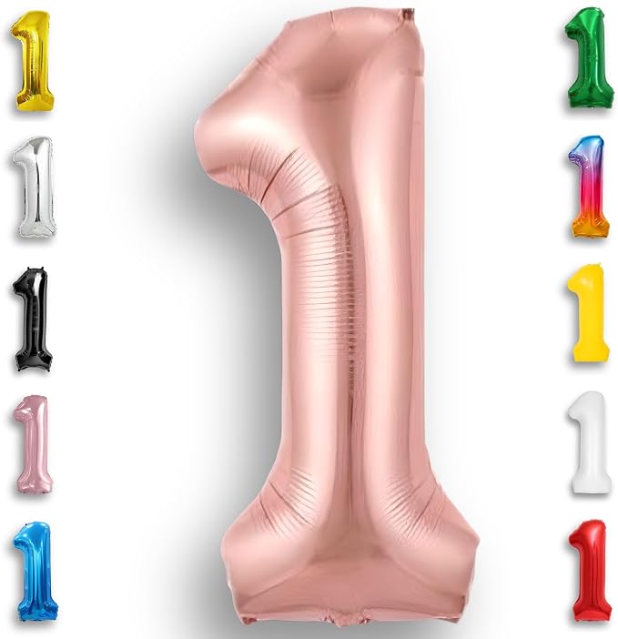 Rose Gold Number Balloon 1 Mylar Foil Balloons 40 inch by Unknown