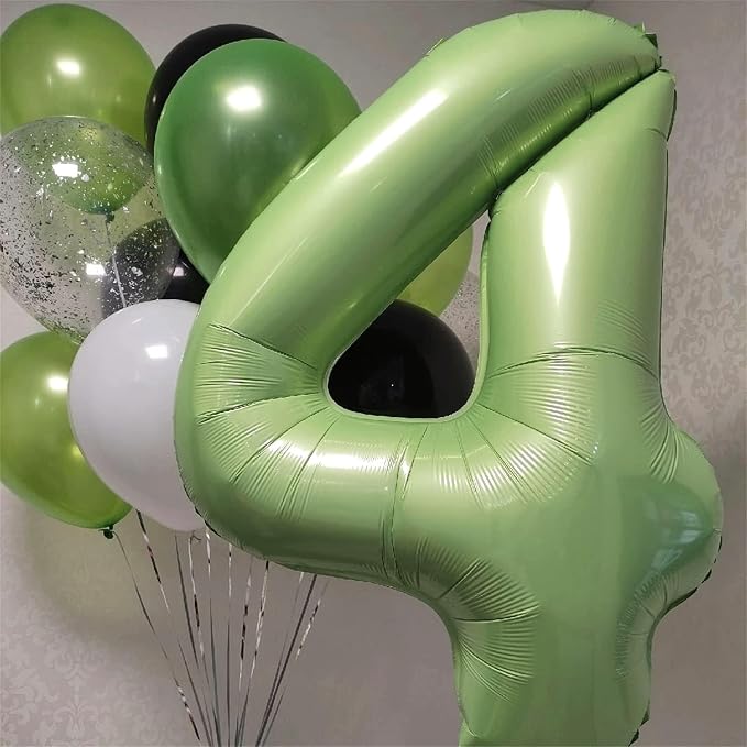 40 Inch Sage Green Foil Balloon Number 4, Large Self Inflating Olive Green - Image 6
