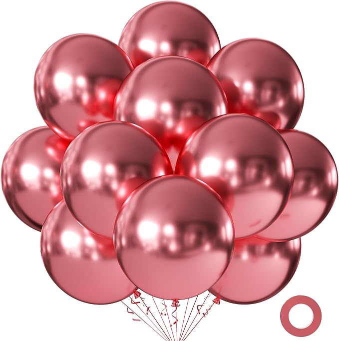 Metallic Red Balloons 18 Inch 24 Pack Matte Helium Latex Round Balloons by KALOR