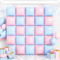 Matte Blue and Pink Balloons Wall Tunnel Backdrop Double Sided Chrome Balloon by OTLGEUA
