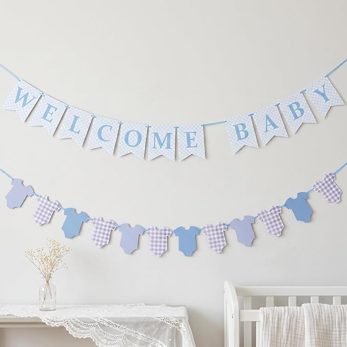 Pre-Strung Baby Boy Baby Shower Banner Sign - Image 2