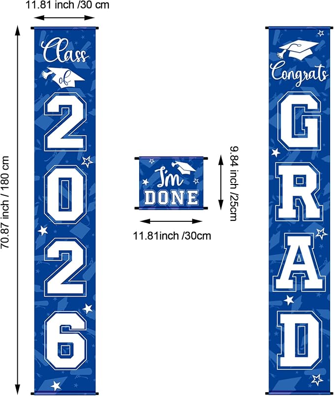 Moukeren 3 Pieces 2026 Graduation Party Decorations Graduation Porch Sign Class - Image 2