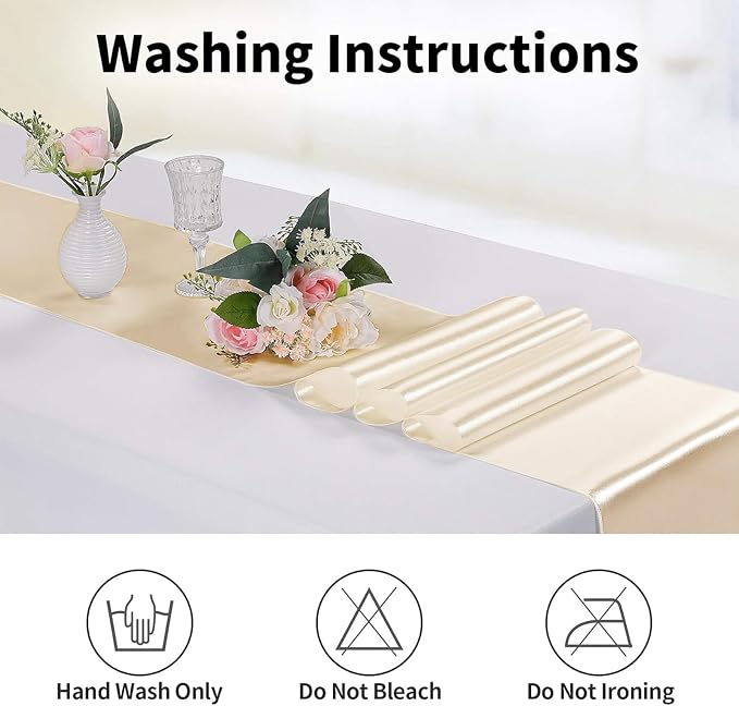 15-Pack Satin Table Runner Champagne 12 x 108 inches Long, Table Runners - Image 6