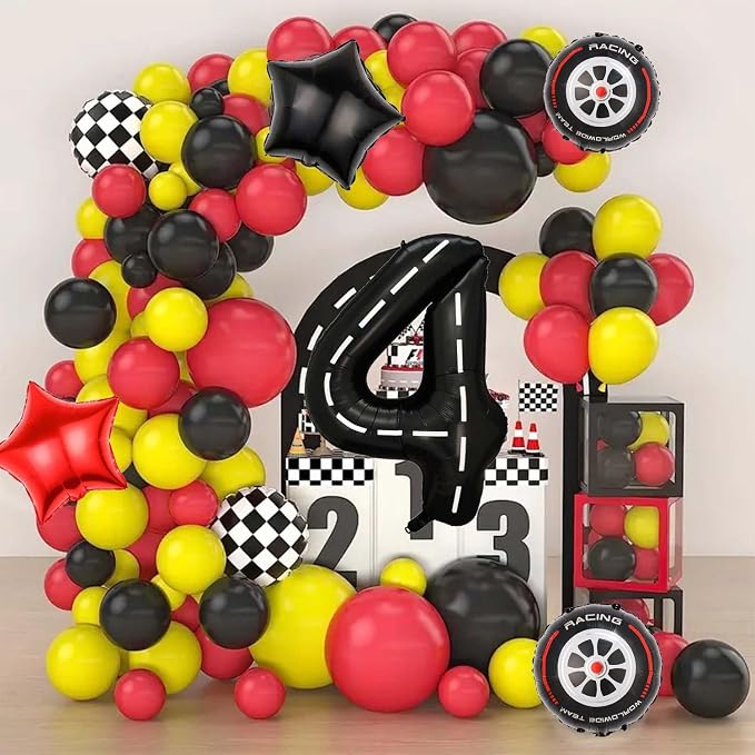 Race Car Balloons, 40 Inch Racetrack Number 4 Balloons, Big Number Balloons - Image 6