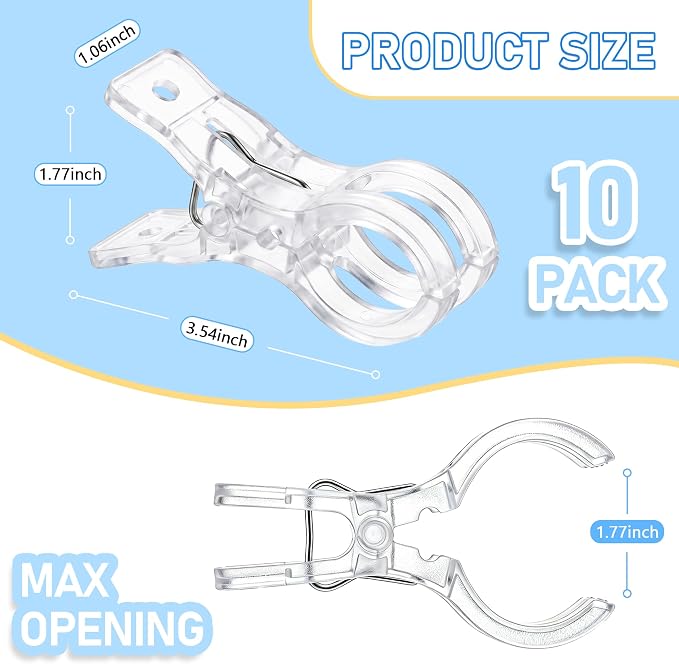10 Pack Balloon Arch Clips, 3.5 Inch Clear Spring Clamps - Image 2