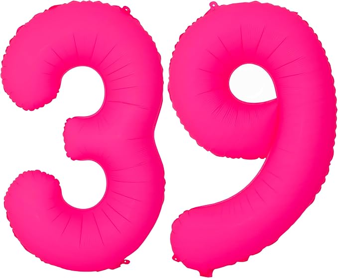 Pink Birthday Number 39 Balloons 40IN Fluorescent Pink 93 Foil Balloon | by YOIOZAIZAI