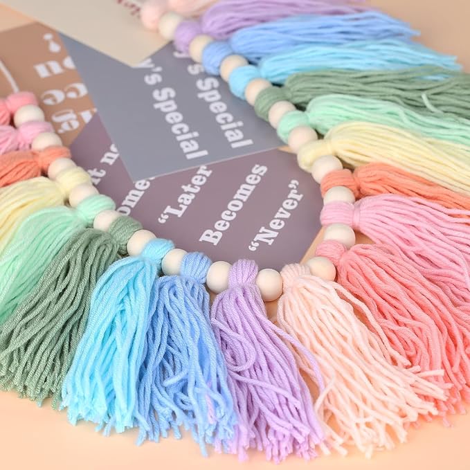 Pastel Rainbow Tassel Garland - Image 2