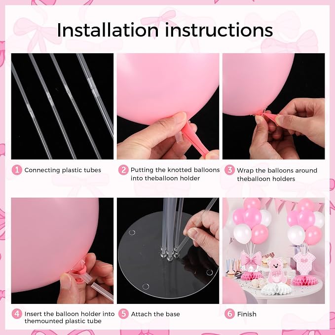 6 Set Pink Baby Shower Decorations Pink Balloon Centerpiece - Image 5