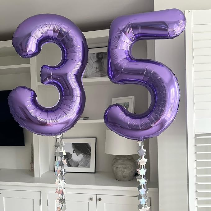 Number 45 Purple Balloons 40 Inch Giant Purple Foil 45 Helium Balloons - Image 3