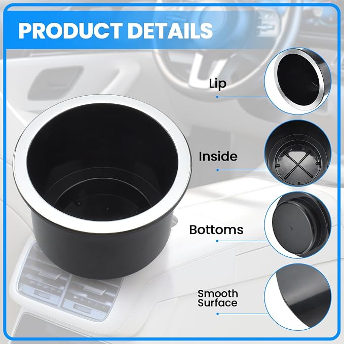 SDTC Tech 2 Piece Black Sofa Cup Holder Plastic - Image 3