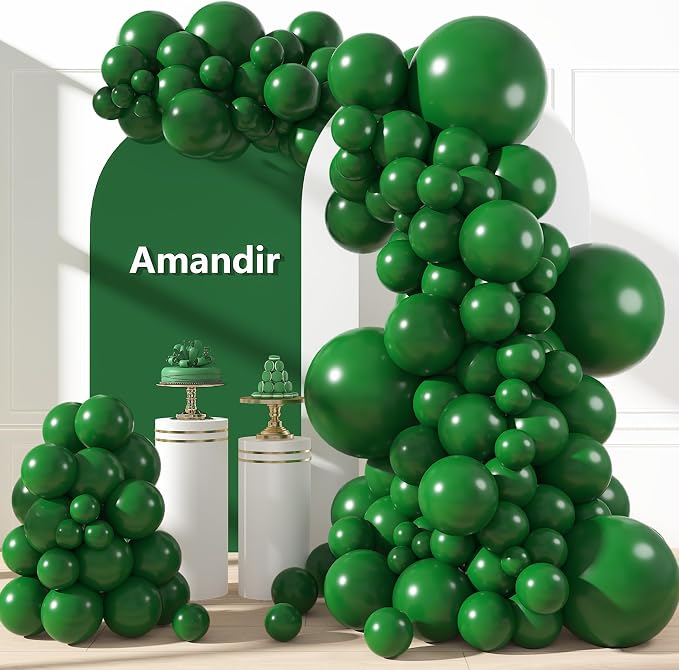 Amandir 153pcs Dark Green Balloons Arch Garland Kit Different Sizes | 18 12 10 by Amandir