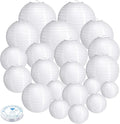 21Pcs White Paper Lanterns, 4-10in Hanging Decor by GCVOPTON