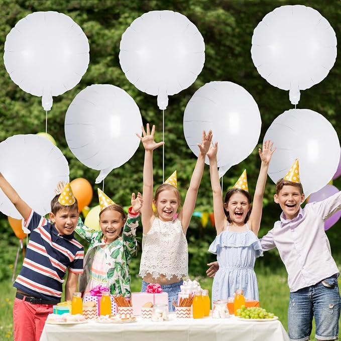 20 Pcs White Round Shaped Balloons, 18 Inch Round Foil Balloon, Giant Round - Image 6