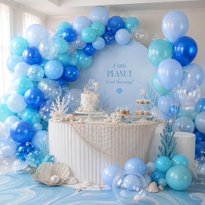 Under The Sea Balloons, 12 Inch Ocean Blue Balloons Metallic Blue Teal and - Image 5