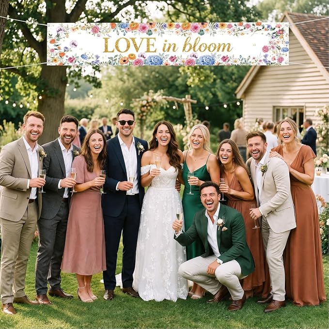 Love In Bloom Wildflower Bridal Shower Wedding Banner Decorations | Reusable - Image 5