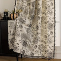 F-CHU Black Floral Farmhouse Curtains Living Room Drapes 84 Inch Length Cotton by F-CHU