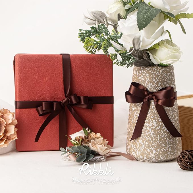 Ribbli Coffee Brown Satin Ribbon Double Faced Satin 1/2 inch x Continuous 50 - Image 3