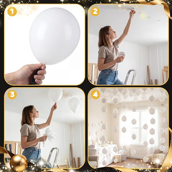 120 Pcs Wedding DIY Floating White Balloon Wall Garland Kit 5 Inch Balloons - Image 6