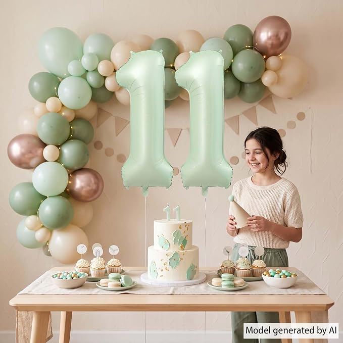 Olive Green Number 11 Balloon 40 Inch, Wall Display - Image 6