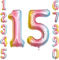 Rainbow Ombre Number 15 Balloon 40 Inch, Pastel Foil Decor by Unknown