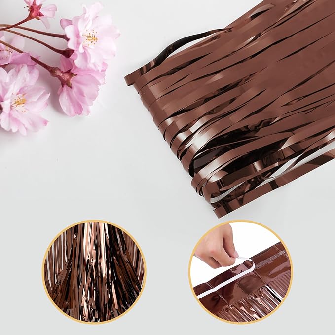 20 Pack Brown Foil Fringe Curtains 3.2ft x 8.2ft Fringe Backdrop Curtain - Image 4