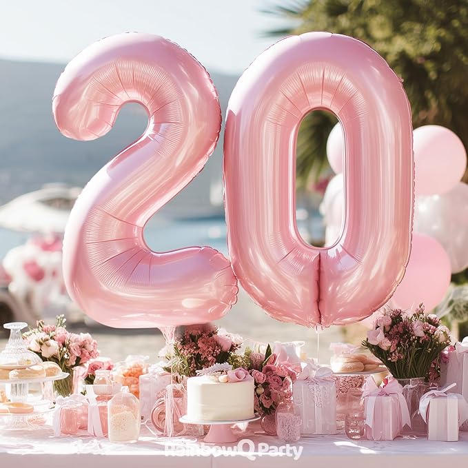 RainbowQ Pink 18 Balloon Number 40 Inch 0-40 Foil Large Balloons | Big Mylar 18 - Image 5