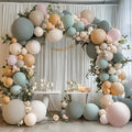 Dusty Green Pink White Balloons Arch Kit, Double Stuffed, Party. | Pastel by Bloces