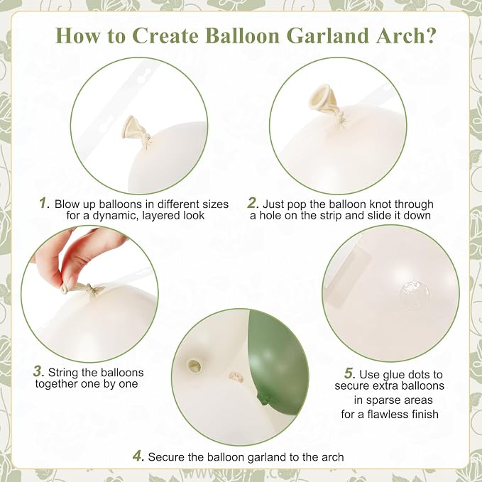 Sage Green Balloon Arch Kit for Baby Shower Bridal Shower Decorations | 132Pcs - Image 7