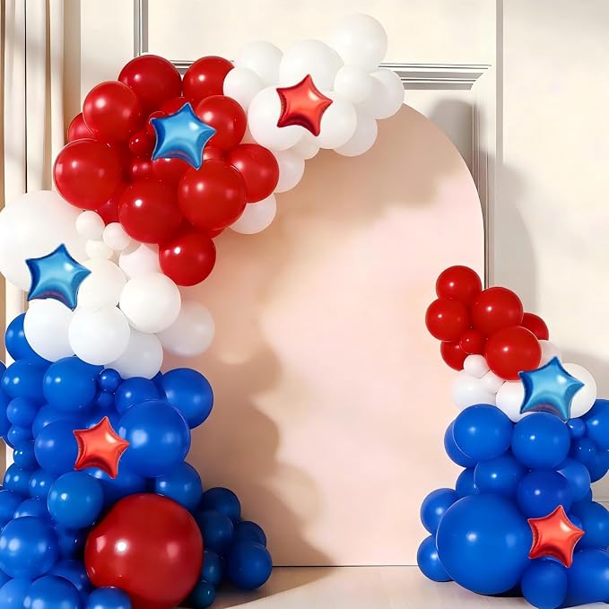 Red White Blue Balloon Garland Arch Kit 160Pcs | Red White Blue Latex Balloons by Unknown