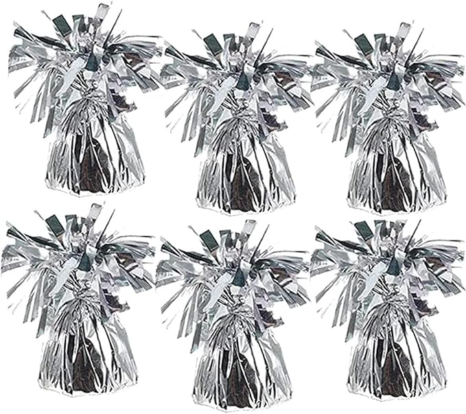 Chochkees 6-Count Silver Metallic Balloon Weights, Birthday Party Favors by Chochkees