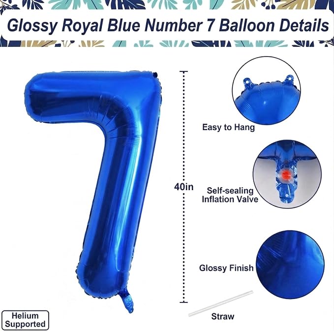 Navy Blue Number 17 Balloon 40 Inch, Shiny Foil Numeral - Image 4