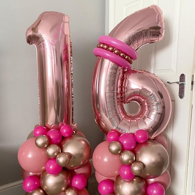 Rose Gold 9 Number Balloons, 40 Inch Big 9 Balloon Numbers Rose Gold 9 Foil - Image 2