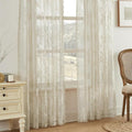 Khaki Lace Curtains 102 Inches Long 2 Panels Vintage Floral Curtains by SEEKRIGHTHomeDecor