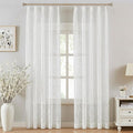 Bujasso White Lace Pinch Pleat Curtains 90 inch, Vintage Floral Sheer Drapes by Bujasso